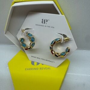 Chic Gold and Blue Geometric Earrings